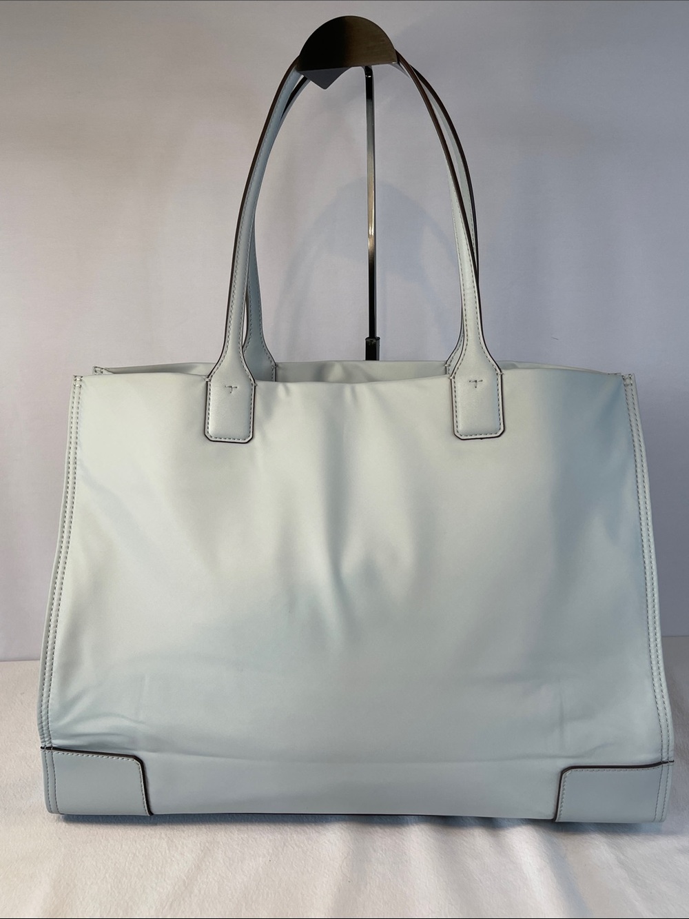Tory Burch Ella Nylon Tote Light Blue Large Logo Tote Bag - Picture 4 of 14